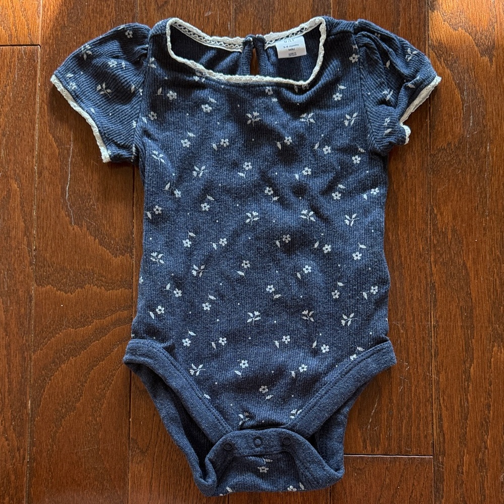 Baby GAP Navy Blue Floral Onesie
